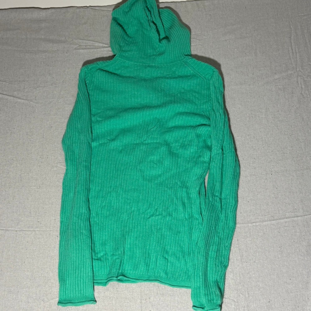 Old Navy Womens Green Ribbed Knit Button Front Hoodie 457335-02-1 L